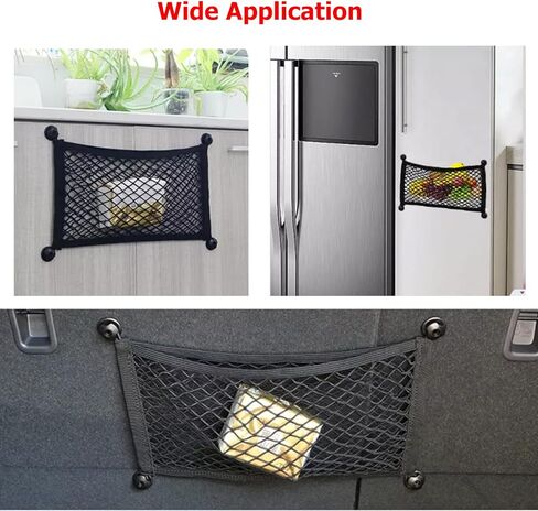 2 Packs Small Cargo Net for Trunk, RV, Boats, Campers, 25 inch x 9.8 inch Elastic Storage Mesh Pocket Netting with 4 Mounting Screws and 4 Hooks in Kuwait