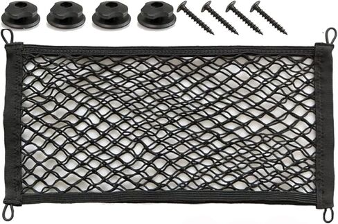 2 Packs Small Cargo Net for Trunk, RV, Boats, Campers, 25 inch x 9.8 inch Elastic Storage Mesh Pocket Netting with 4 Mounting Screws and 4 Hooks in Kuwait