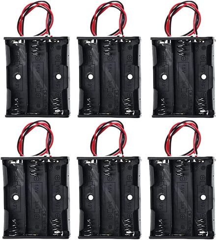 AA Battery Case Holder 1.5V, 6PCS DIY Battery Storage Boxes, AA 3 Bay Cell Battery Holder, 3 Slots in Parallel Black Plastic Batteries Case in Saudi Arabia