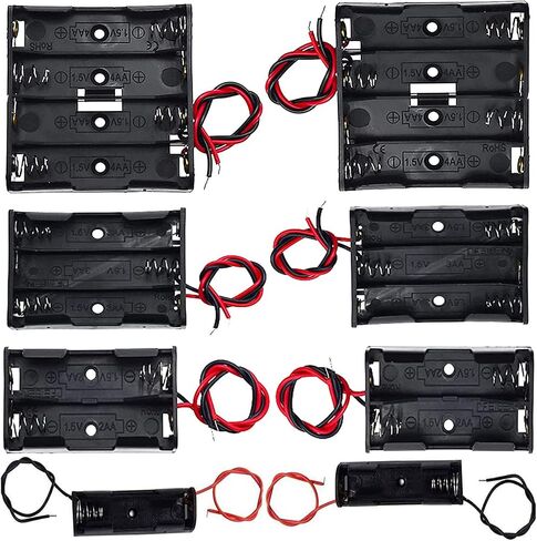 AA Battery Case Holder 1.5V, 6PCS DIY Battery Storage Boxes, AA 3 Bay Cell Battery Holder, 3 Slots in Parallel Black Plastic Batteries Case in Saudi Arabia