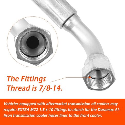 مجموعة خط تبريد ناقل الحركة، خراطيم تبريد ناقل الحركة 6.6 لتر، استبدال شديد التحمل لـ 2006-2010 Duramax Chevy GMC LLY LBZ LMM، متوافق مع ناقل الحركة Allison in Kuwait