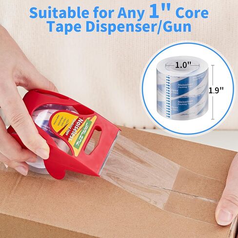 JARLINK Clear Noiseless Packing Tape with Dispenser, Quiet Packaging Tape Perfect for Office and Home Use, 2.0mil x 1.88" x 33 Yards 1" Core 1 Pack in Saudi Arabia