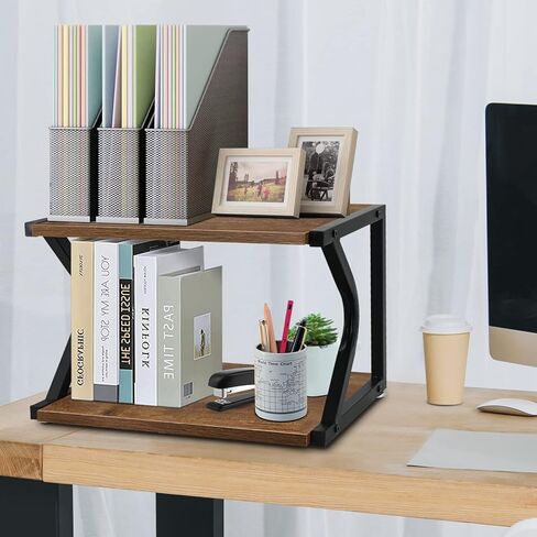 حامل طابعة Unistyle مع وسادات مضادة للانزلاق لتنظيم المساحة، وحامل سطح المكتب للطابعة كرف تخزين، ورف للكتب، وصينية مزدوجة الطبقات لتنظيم المكتب المنزلي in Kuwait