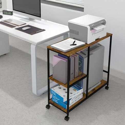 حامل برج كمبيوتر برف قابل للتعديل من Natwind مع حامل طابعة محمول، 31.5 بوصة طول × 14 بوصة عرض × 30 بوصة ارتفاع، 3 منافذ تيار متردد in Kuwait