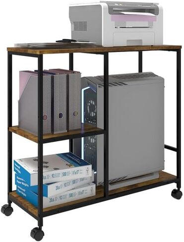 حامل برج كمبيوتر برف قابل للتعديل من Natwind مع حامل طابعة محمول، 31.5 بوصة طول × 14 بوصة عرض × 30 بوصة ارتفاع، 3 منافذ تيار متردد in Kuwait