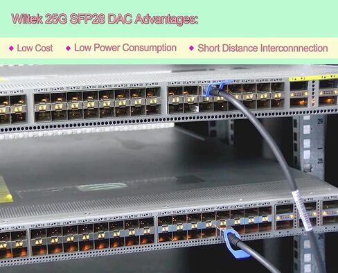 كابل Twinax 25 جيجا بايت SFP28 DAC، كابل نحاسي سلبي 1 متر 25GBASE-CR SFP28، متوافق مع Cisco SFP-H25G-CU1M، Ubiquiti، Juniper، Mellanox، Mikrotik، Netgear، Supermicro، مفاتيح مفتوحة المصدر in Kuwait