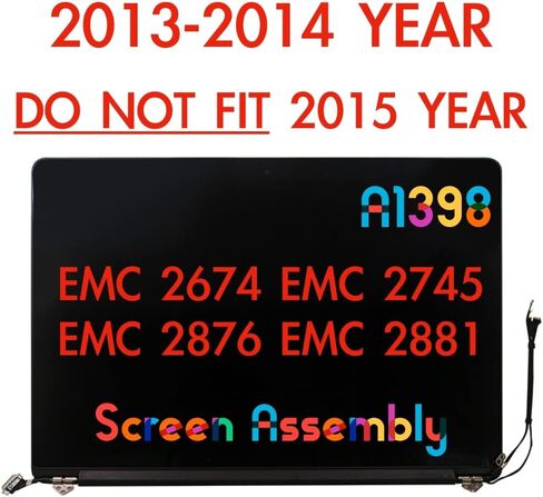 Seven Puppy Screen Replacement 15" for MacBook Pro Retina A1398 LCD Screen Display Assembly Late 2013/Mid 2014 EMC 2674 2745 2876 2881 (** do not fit A1398 2015 Year**) in Kuwait