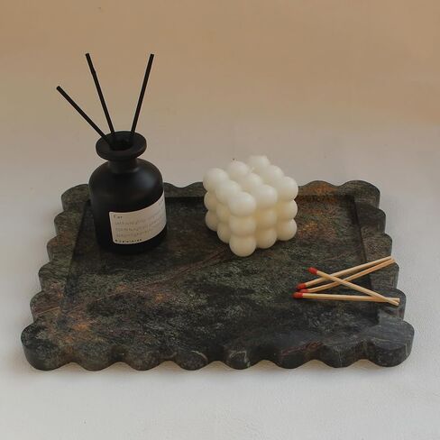 صينية رخامية أصلية من كالاكاتا فيولا مقاس 10.8 بوصة × 8 بوصة، صينية زينة مستطيلة فاخرة لطاولة الحمام والمطبخ، صينية تزيين لديكور المنزل في خزانة الملابس in Kuwait