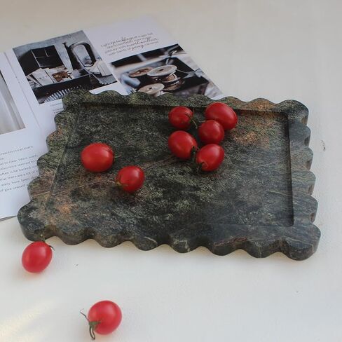 صينية رخامية أصلية من كالاكاتا فيولا مقاس 10.8 بوصة × 8 بوصة، صينية زينة مستطيلة فاخرة لطاولة الحمام والمطبخ، صينية تزيين لديكور المنزل في خزانة الملابس in Kuwait