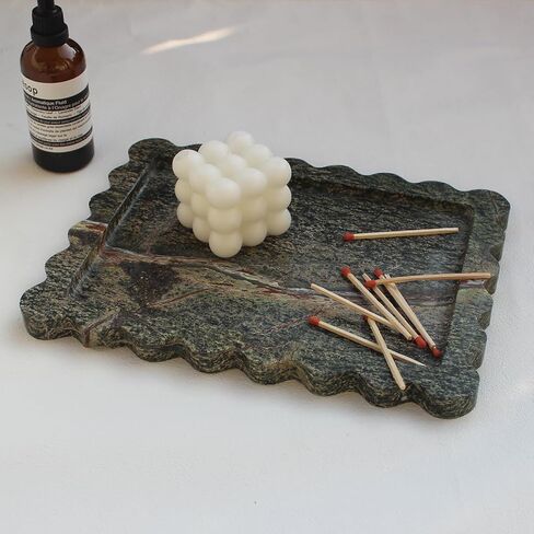 صينية رخامية أصلية من كالاكاتا فيولا مقاس 10.8 بوصة × 8 بوصة، صينية زينة مستطيلة فاخرة لطاولة الحمام والمطبخ، صينية تزيين لديكور المنزل في خزانة الملابس in Kuwait