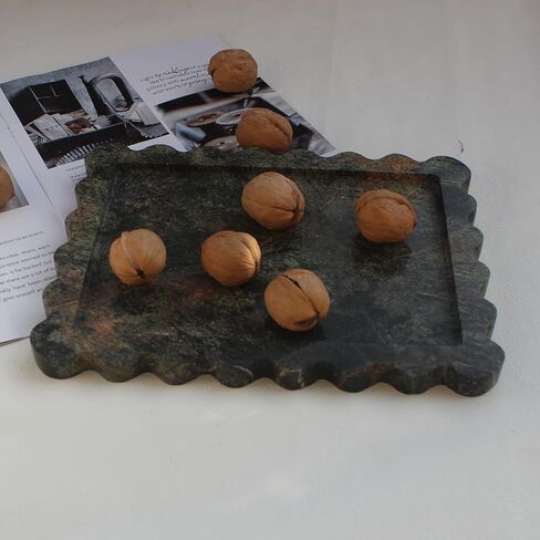 صينية رخامية أصلية من كالاكاتا فيولا مقاس 10.8 بوصة × 8 بوصة، صينية زينة مستطيلة فاخرة لطاولة الحمام والمطبخ، صينية تزيين لديكور المنزل في خزانة الملابس in Kuwait