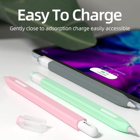 [عبوة من 3] حافظة أقلام لقلم Apple الجيل الثاني، تصميم كلاسيكي، حافظة سيليكون متينة، [مع 10 غطاء من السيليكون]، لقلم Apple الجيل الثاني. (الأرجواني، الأزرق الفاتح، الوردي) in Saudi Arabia