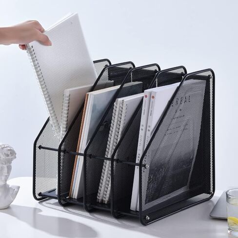 Mesh Vertical Desktop File Organizer, 4 Sort Document Organizer Desk Folder Holder Sorter Rack, Fast Efficient Organization for Office, Home, School Supplies in Saudi Arabia