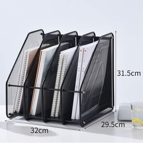 Mesh Vertical Desktop File Organizer, 4 Sort Document Organizer Desk Folder Holder Sorter Rack, Fast Efficient Organization for Office, Home, School Supplies in Saudi Arabia