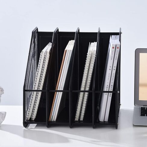 Mesh Vertical Desktop File Organizer, 4 Sort Document Organizer Desk Folder Holder Sorter Rack, Fast Efficient Organization for Office, Home, School Supplies in Saudi Arabia