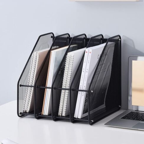 Mesh Vertical Desktop File Organizer, 4 Sort Document Organizer Desk Folder Holder Sorter Rack, Fast Efficient Organization for Office, Home, School Supplies in Saudi Arabia