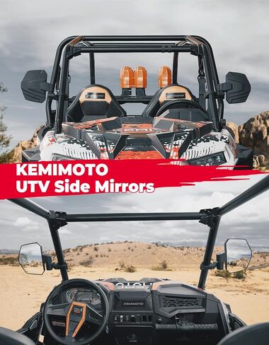 مرايا جانبية KEMIMOTO UTV، تصميم أذن قرد 8.6 × 6.1 بوصة سطح مرآة كبير SXS مرايا تناسب شريط لف 1.65-2 بوصة متوافق مع Polaris RZR Turbo Pioneer Talon YXZ1000r Kawasaki Teryx Can Am X3 in Kuwait