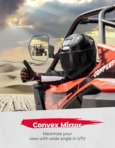 مرايا جانبية KEMIMOTO UTV، تصميم أذن قرد 8.6 × 6.1 بوصة سطح مرآة كبير SXS مرايا تناسب شريط لف 1.65-2 بوصة متوافق مع Polaris RZR Turbo Pioneer Talon YXZ1000r Kawasaki Teryx Can Am X3 in Kuwait
