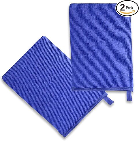 قفاز طين، قفاز طين لتفصيل السيارة، قفاز غسيل سحري تلقائي متوسط ​​الدرجة، مقاوم للخدش وآمن للطلاء، لتنظيف تلميع تفاصيل طلاء السيارات والزجاج والعجلات (BLUE-2PCS) in Kuwait