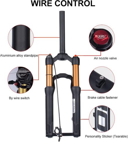 VBESTLIFE 24 Inch 135mm MTB Air Suspension Fork, Adjustable Front Fork Shock Absorb Quick Release Wire Control Bike Suspension Fork for Mountain Bike in Saudi Arabia