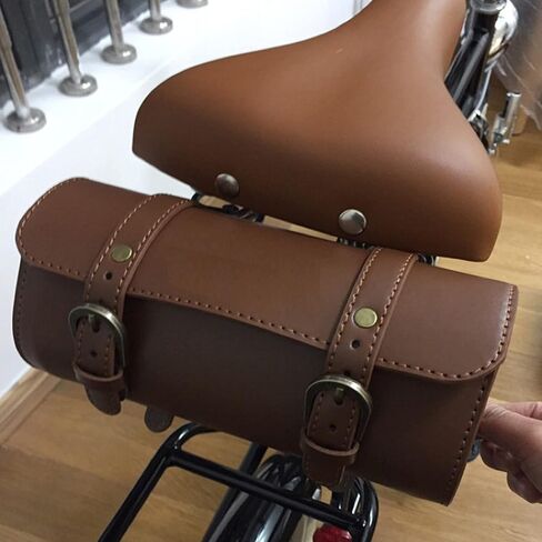 Bike Handlebar Leather Bags Under Seat Retro Classical Mountain MTB Road Bike Leather Bag for Cell phone，Saddle Tail Rear Pouch Seat Storage bag Cycling Case Carry Accessories in Saudi Arabia