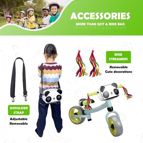 Kids Bike Basket, Water Resistant Bike Handlebar Bag, Scooter Basket Bicycle Basket Front Bike Accessories Gift for Boys Girls Toddlers, with Shoulder Strap and 2 Bike Streamers Tassels in Saudi Arabia