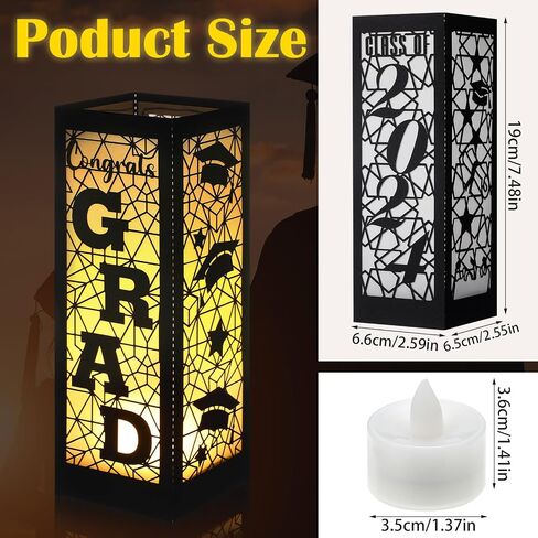 6 Pcs Graduation Table Centerpieces Boxes Class of 2024 Graduation Table Lanterns for Centerpieces with LED Candles Congrats Grad School College Party for Graduation Party Table Decorations in Kuwait