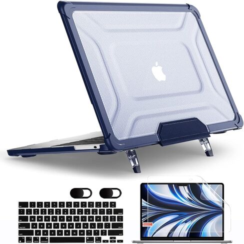 حافظة MEEgoodo لجهاز MacBook Air 13 بوصة 2021 2020 2019 2018 الإصدار A2337 M1 A2179 A1932 مع معرف اللمس، هيكل صلب من البلاستيك المتين المقاوم للصدمات مع مسند قابل للطي لجهاز MacBook Air 13.3، كاكي in Kuwait