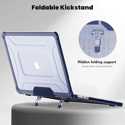 حافظة MEEgoodo لجهاز MacBook Air 13 بوصة 2021 2020 2019 2018 الإصدار A2337 M1 A2179 A1932 مع معرف اللمس، هيكل صلب من البلاستيك المتين المقاوم للصدمات مع مسند قابل للطي لجهاز MacBook Air 13.3، كاكي in Kuwait