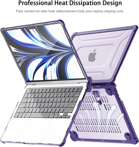 Teryeefi for MacBook Air 13 inch Case M1 A2337/A2179/A1932 (2018 2019 2020 Release), Shockproof Heavy Duty Hard Shell with Fold Kickstand + Keyboard Cover + Screen Protector + USB C Adapter, Pink in Saudi Arabia
