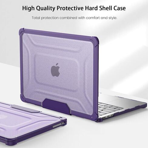 Teryeefi for MacBook Air 13 inch Case M1 A2337/A2179/A1932 (2018 2019 2020 Release), Shockproof Heavy Duty Hard Shell with Fold Kickstand + Keyboard Cover + Screen Protector + USB C Adapter, Pink in Saudi Arabia