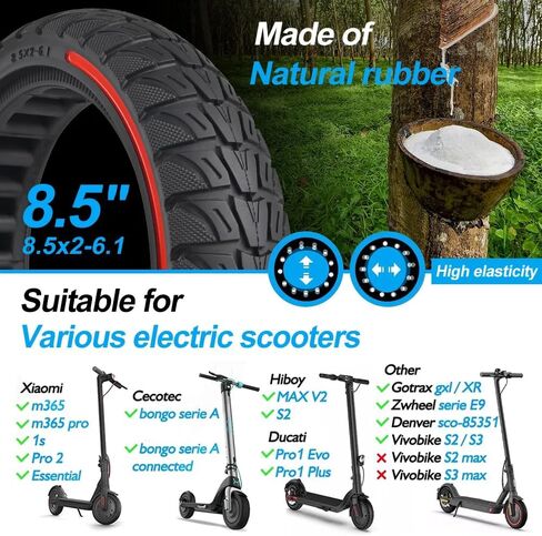 إطارات صلبة، قطعتان من عجلات سكوتر الكهربائية مقاس 8.5 × 2 بوصة عجلة بديلة صلبة لـ Xiaomi m365/Pro/Pro 2/1s سكوتر كهربائي gotrax gxl V2/gotrax XR استبدال الإطارات الأمامية أو الخلفية الصلبة على شكل قرص العسل in Kuwait