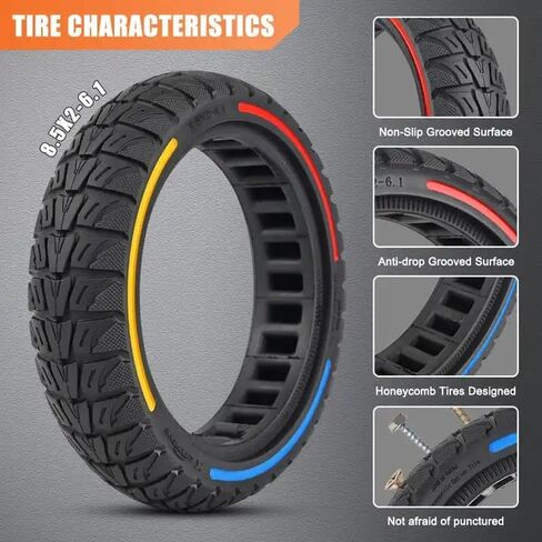 إطارات صلبة، قطعتان من عجلات سكوتر الكهربائية مقاس 8.5 × 2 بوصة عجلة بديلة صلبة لـ Xiaomi m365/Pro/Pro 2/1s سكوتر كهربائي gotrax gxl V2/gotrax XR استبدال الإطارات الأمامية أو الخلفية الصلبة على شكل قرص العسل in Kuwait