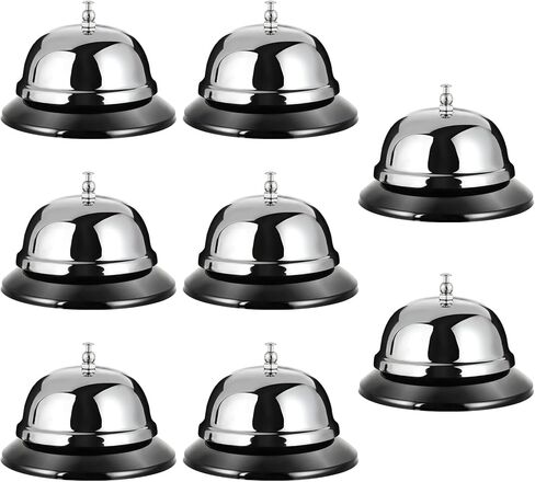 8 قطع من أجراس المكالمات المعدنية مقاس 4 بوصات، جرس خدمة للمطبخ والمطاعم والحانات والفنادق ومناطق الاستقبال وتدريب الكلاب الأليفة، فضي in Kuwait