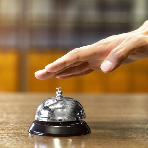 8 قطع من أجراس المكالمات المعدنية مقاس 4 بوصات، جرس خدمة للمطبخ والمطاعم والحانات والفنادق ومناطق الاستقبال وتدريب الكلاب الأليفة، فضي in Kuwait