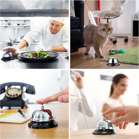 8 قطع من أجراس المكالمات المعدنية مقاس 4 بوصات، جرس خدمة للمطبخ والمطاعم والحانات والفنادق ومناطق الاستقبال وتدريب الكلاب الأليفة، فضي in Kuwait