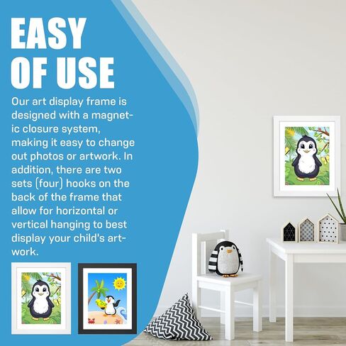 2 packs 10x12.5 Kids Artwork Frame Changeable- Bedroom Decor Art Storage Frames for wall, Front Opening Frame for Canvas Art, Kid Picture Frame Display- Personalized Gift for Kids. (Black) in Saudi Arabia