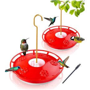 Ewonlife Hummingbird Feeder لـ Outdoors ، حزمة 2 ، مقاومة للتسرب ، من السهل تنظيفها وإعادة ملؤها ، بلاستير تغذية الطيور الطنين ، بما في ذلك الخطاف المعلق ، مع 5 منافذ التغذية (16 أونصة/حزمة)