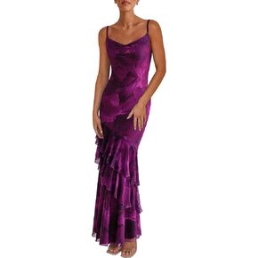 PRETTYGARDEN Maxi Dresses for Women 2025 Summer Tiered Floral Beach Sundress Spaghetti Strap Wedding Guest Long Dress