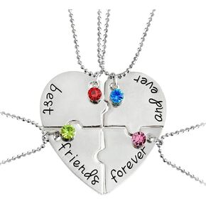 SIVITE Best Friends Forever and Ever Necklace with Crystal Broken Heart Charm Pendant Set Friendship Necklace