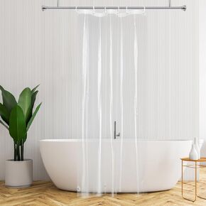 AooHome Thin Clear Small Shower Curtain Liner, 48x72 Premium Light Weight EVA 4G Plastic Bathroom Shower Liner with Rustproof Metal Grommets and 3 Magnets for Shower Stall (No Hooks)