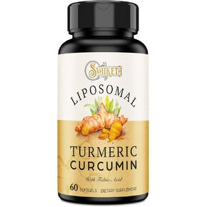 Liposomal Turmeric Curcumin Supplement - 2000mg, 95% Curcuminoid Extract with Piperine - 60 Softgels (2 Bottle)