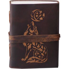 Shifaa Handicraft Fox Leather Journal Book of Shadows Notebook مصنوعة يدويًا للمشاهرة اليدوية للرجال والنساء ورقة فارغة 7 × 5 بوصات - أفضل هدية لكتاب الرسم والملاحظات (فوكس طباعة 400 صفحة)