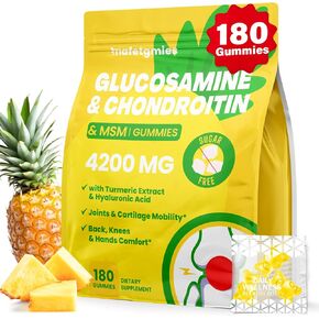 Glucosamine Chondroitin Gummies, 4200mg Extra Strength Joint Supplements Glucosamine Chondroitin with MSM & Elderberry for Joint Health, Flexibility, Immune Support for Adults, Men & Women, 180 Count
