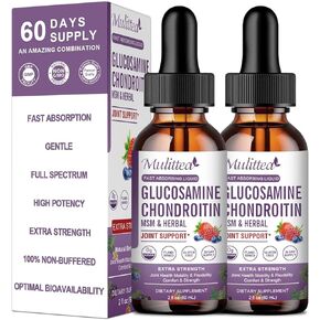غلوكوزامين شوندرويتين سائل MSM Drops-W/Elderberry ، Boswelia و Hyaluronic Acid-Extra قوة الدعم المشترك للتنقل ، والمرونة والعظام ، والامتصاص العالي ، 60 مل (2 أوقية)