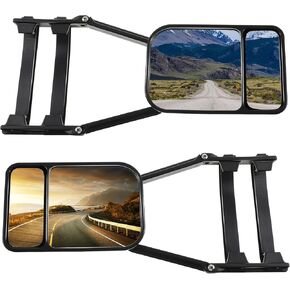 Black Car Towing Mirror Clip on Side Extension Towing Mirror 360 Degree Rotation Adjustable Dual View Tow for Car Truck Auto Caravan(2 Pcs)