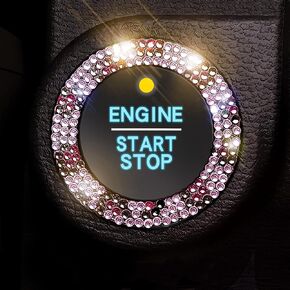 3 Circles of 160 Rhinestones Bling Car Push Start Button Cover Accessories for Women - Emblem Sticker Decoration Ring & Knob