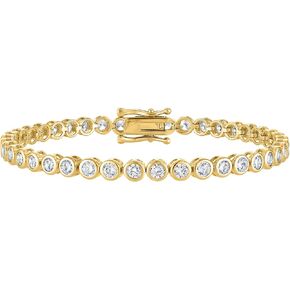 KISPER Tennis Bracelet for Women - 24K White Gold or Gold Plated Round Cut AAAAA CZ Bezel Set 3mm, Waterproof Jewelry Gift, 6.5/7/7.5 Inch in Kuwait