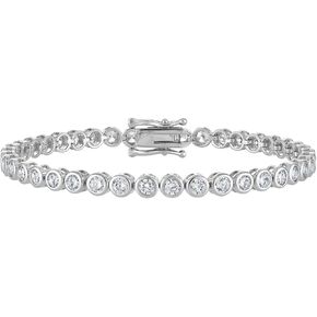 KISPER Tennis Bracelet for Women - 24K White Gold or Gold Plated Round Cut AAAAA CZ Bezel Set 3mm, Waterproof Jewelry Gift, 6.5/7/7.5 Inch