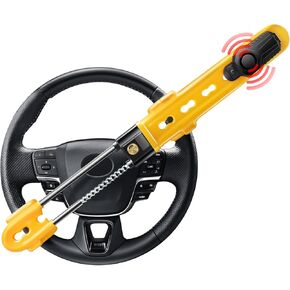 Steering Wheel Lock with 113dB Alarm, ELECTOP Heavy Duty Anti-Theft Car Device Car Wheel Lock with Adjustable Locking and 3 Keys, Car Security Lock Car Alarm System for Auto Truck Van SUV